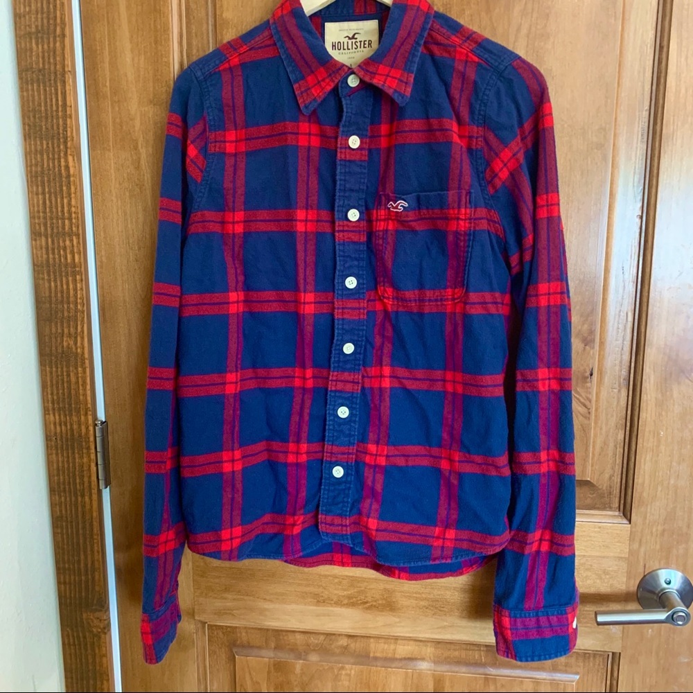 Mens Large Hollister Red and Blue Flannel.